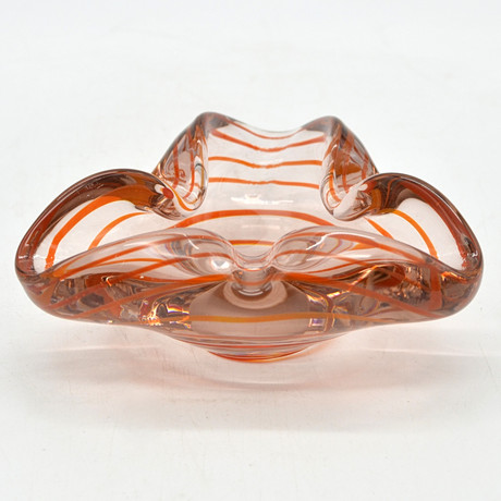 CARLO SCARPA. TILLSKRIVEN. MURANO DESIGNERSKÅL, STUDIOGLAS, FILIGRANA, ITALIEN, CA 1950.