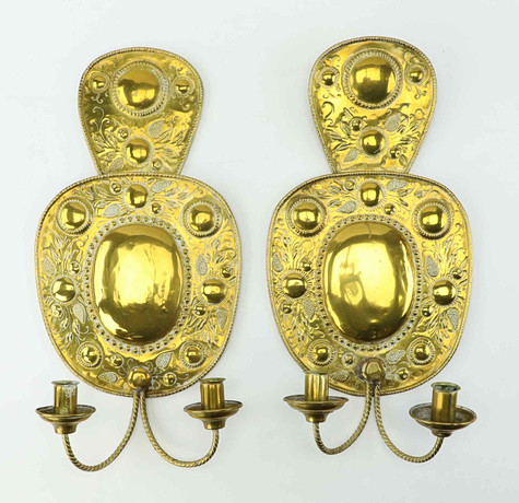 LJUSPLÅTAR, ett par, mässing, Barock-stil, 1900-tal.