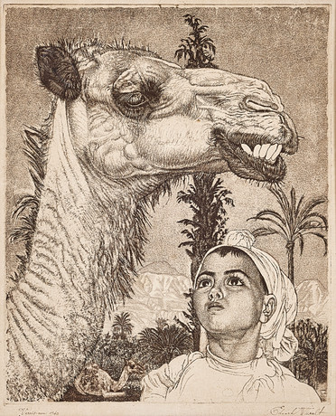 EDUARD WIIRALT. "Berberi tüdruk kaameliga" (Berber girl with camel). på auktion hos Stockholms Auktionsverk Magasin 5