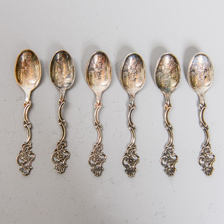 KAFFESKEDAR, 6 st, silver, Thorvald Marthinsens sølvvarefabrikk, Norge. på auktion hos Formstad Auktioner