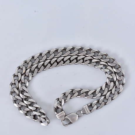 HALSKEDJA, kraftig, manglad pansar, sterlingsilver, Italien. på auktion hos Halmstads Auktionskammare