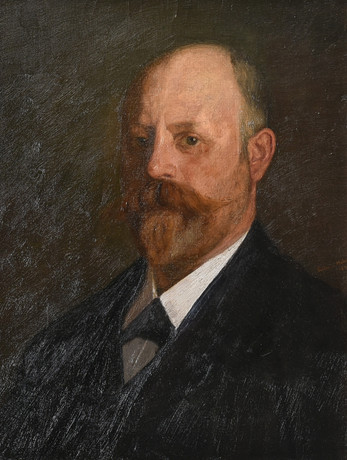 JOHAN GUDMUNDSEN-HOLMGREEN. (1858-1912) Porträtt av man. Olja på duk. Sista hälften av 1800-talet.