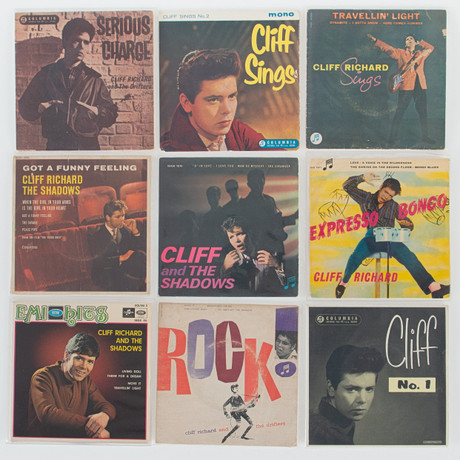 CLIFF RICHARD. Singlar 7", 9 stycken. på auktion hos Laholms Auktionskammare