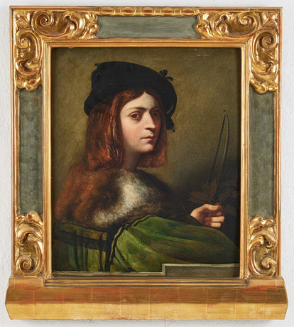 SEBASTIANO DEL PIOMBO. EFTER. ”Violinisten”, 1800-tal, olja på pannå. på auktion hos Stockholms Auktionsverk Magasin 5