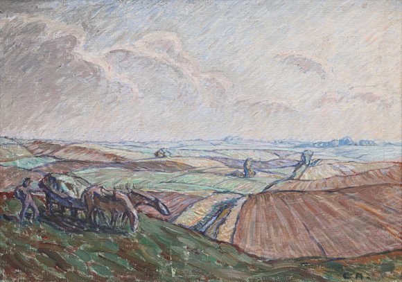 ESTER ALMQVIST. OLJA PÅ DUK, LANDSKAP, MONOGRAMSIGNERAD, 1926. på auktion hos Crafoord Auktioner Lund