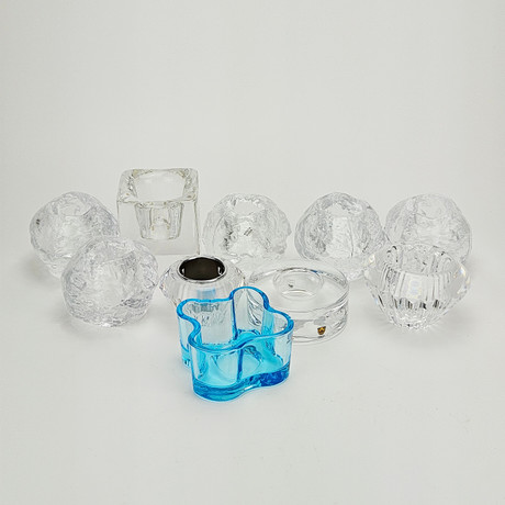 LJUSLYKTOR/VÄRMELJUSHÅLLARE, 10 st, glas, Kosta Boda, Orrefors, Iittala. på auktion hos Auktionshuset Thörner & Ek