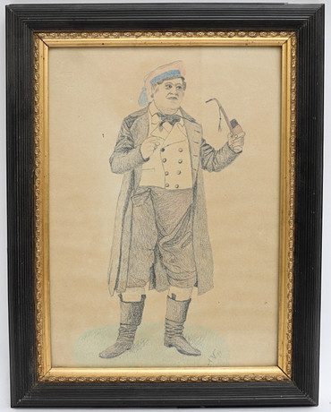 OIDENTIFIERAD KONSTNÄR. Mansporträtt, akvarell, signerad A.V daterad 1897. på auktion hos Falun Auktionsbyrå