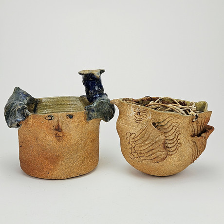 AMIE STÅLKRANTZ. Ampel och skål, keramik, signerade. på auktion hos Auktionshuset Thörner & Ek