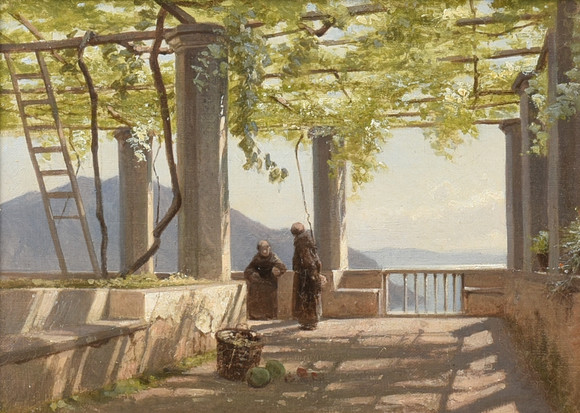 PETER KORNBECK. TILLSKRIVEN. (1837-1894) Olja på duk. Italienskt landskap. 1800-tal.