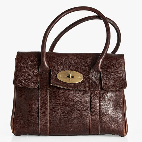 MULBERRY. Handväska, brunt läder.