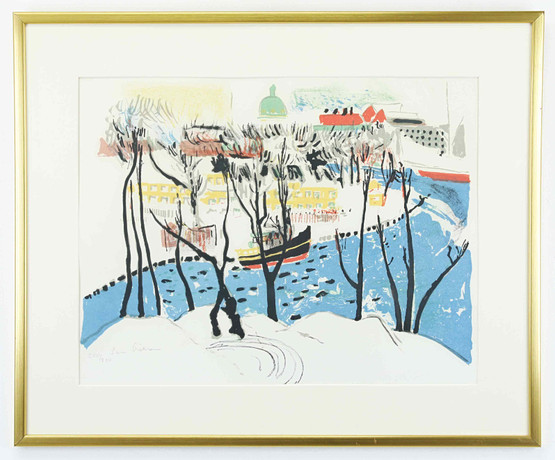 SVEN X.ET ERIXSON (1899-1970). Litografi, "Skeppsholmen", ur portföljen "Stockholm", 1958,