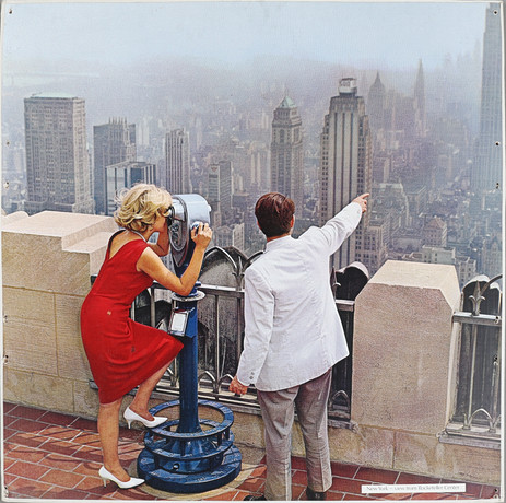 FLYGTERMINALSKYLT, Arlanda, 1960-tal, New York, vy från Rockefaller Center, samt vy från Niagara vattenfallen.