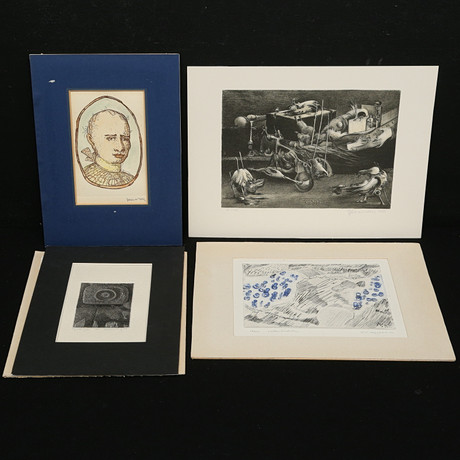 GRAFISKA BLAD, 4 st, bl.a. Zoltan von Boer, Karl-Erik Hägglund. på auktion hos Gomér & Andersson Linköping
