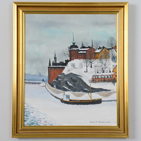 BENGT OLOV ABRAHAMSON. Södermälarstrand, olja på duk, signerad. på auktion hos Formstad Auktioner