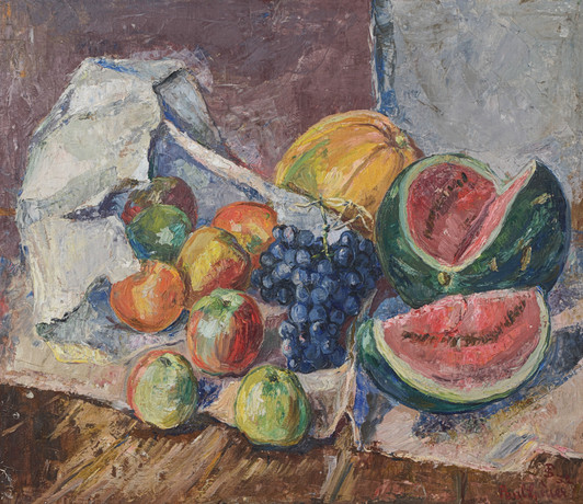 PAUL SPEISER. Stilleben med frukter, olja på duk, signerad à tergo samt daterad 1932. på auktion hos Formstad Auktioner