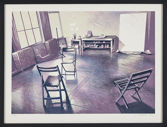 LOWELL NESBITT (USA, 1933-1993). "Alex Katz Studio". på auktion hos Stockholms Auktionsverk Magasin 5