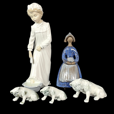 FIGURINER, 5 st, porslin/keramik, bl.a. Elsi Bourelius, JIE. på auktion hos Roslagens Auktionsverk