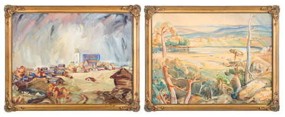GUSTAF ROSENGREN. Landskap, 2 st. på auktion hos Uppsala Auktionskammare