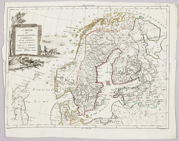 ZATTAS KARTA ÖVER SKANDINAVIEN, ca 1780. på auktion hos Stockholms Auktionsverk Magasin 5