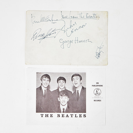 THE BEATLES, AUTOGRAFER, LOVE FROM THE BEATLES, Margate 1963. på auktion hos Stockholms Auktionsverk Magasin 5