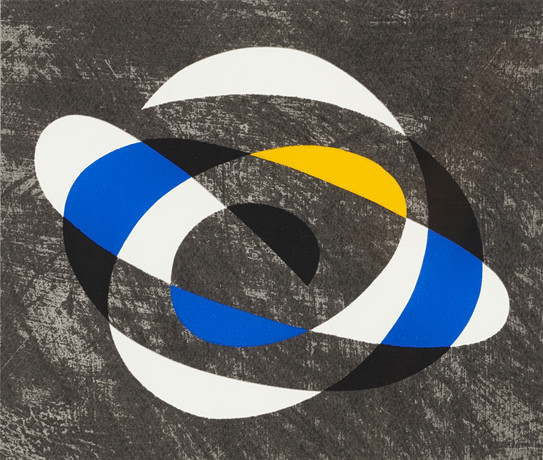PIERRE OLOFSSON (1921-1996), Komposition, signerad och numrerad 101/300, färgserigrafi. på auktion hos Crafoord Auktioner Stockholm