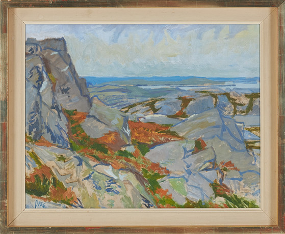 GUNNAR PERS. Klipplandskap, olja på pannå, signerad. på auktion hos Stockholms Auktionsverk Sickla