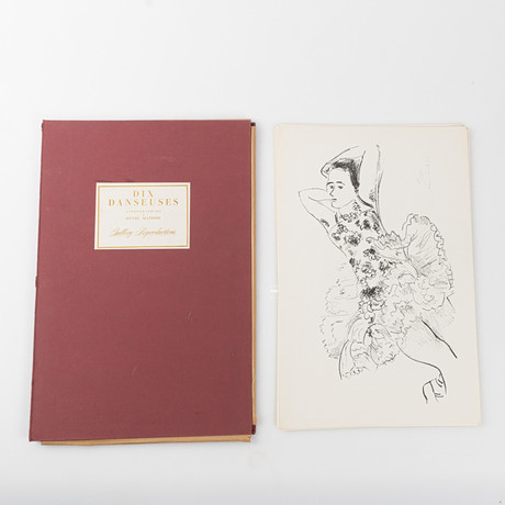 HENRI MATISSE. Mapp, "Dix Danseuses", 10 litografier, signerade i trycket, mappen utgiven av Gallery Reproduct på auktion hos Stockholms Auktionsverk Helsingborg