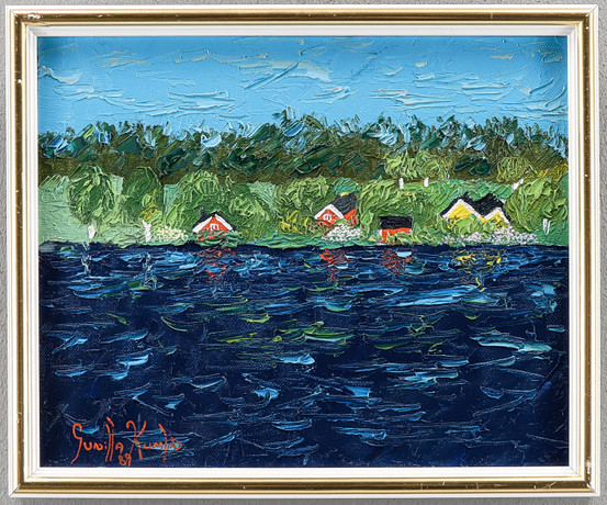GUNILLA KUMLIN. "Skärgårdsmotiv", olja på duk, signerad -89. på auktion hos Karlstad Hammarö Auktionsverk