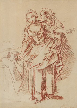 FRANÇOIS BOUCHER. Efter. Litografi, "En förförelse", tryckt signatur. på auktion hos Ekenbergs Auktioner