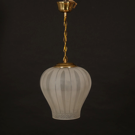 TAKLAMPA, glas och mässing, Swedish Modern, 1940-tal. på auktion hos Auktionsfirma Kenneth Svensson i Kalmar