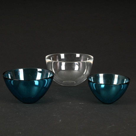 SVEN PALMQVIST. Skålar, glas, "Fuga", 3 st, Orrefors.