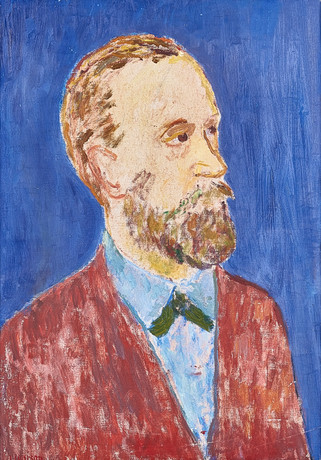 IVAN IVARSON. "Porträtt, blå bakgrund". Signerad I. Ivarson samt numrerad och daterad No. 61 Helsingör 1929 a på auktion hos Stockholms Auktionsverk Magasin 5