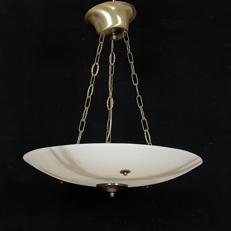 TAKLAMPA, plafond, glas/metall, Konsthantverk AB, Tyringe, 1900-tal. på auktion hos Roslagens Auktionsverk