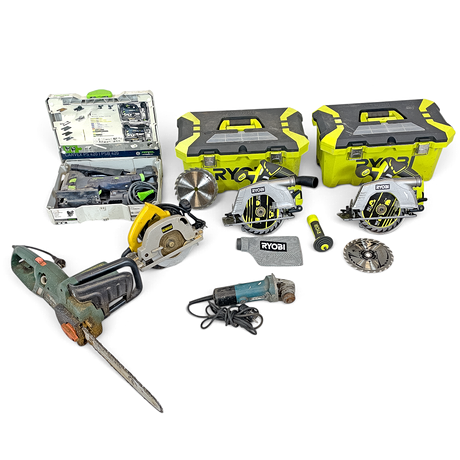 BATTERI- OCH ELVERKTYG, 6 st, Ryobi 2 st, Festool, DeValt, Makita, Black&Decker.