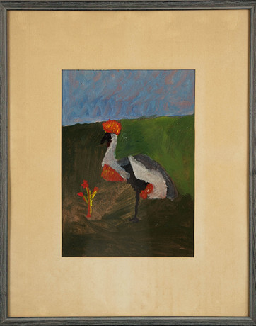 ALFRED FREDRIKSSON. Blandteknik på papper, "Fågel och blomma", Signerad, 1970. på auktion hos Norrlands Auktionsverk