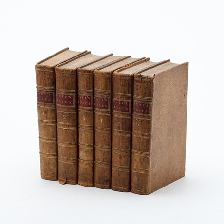 ALEXANDER POPE. "The works of Alexander Pope, Esq. In six volumes complete...", 6 volymer. på auktion hos Uppsala Auktionskammare