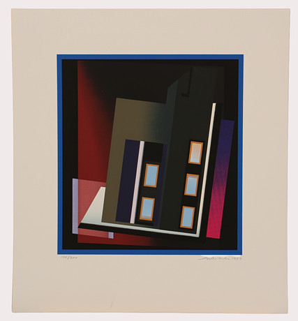 PEDER DUKE. Färgserigrafi, komposition, numrerad 120/200, signerad, daterad-89. på auktion hos Limhamns Auktionsbyrå