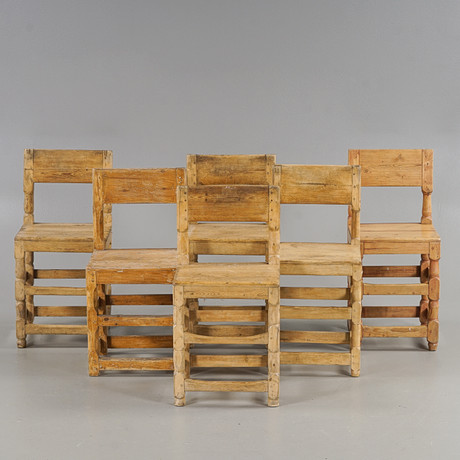 STOLAR 6 stycken, Allmoge, 1800-tal.