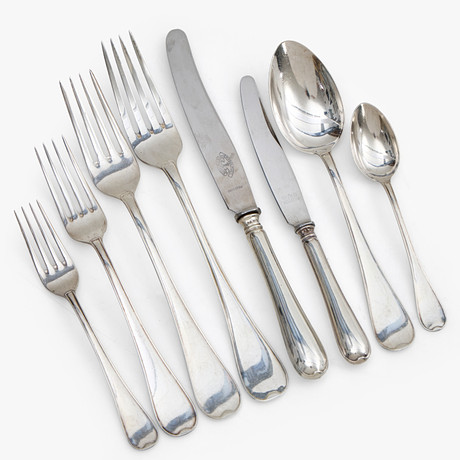 BESTICKSERVIS, 22 delar, silver, modell "Gammal Svensk", GAB, Stockholm, omkring 1900-talets mitt.