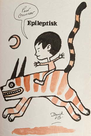 DAVID B. (David Beauchard, Frankrike, född 1959), Originalteckning i bok, "Epileptisk" (L´Ascension du Haut Ma på auktion hos Crafoord Auktioner Stockholm