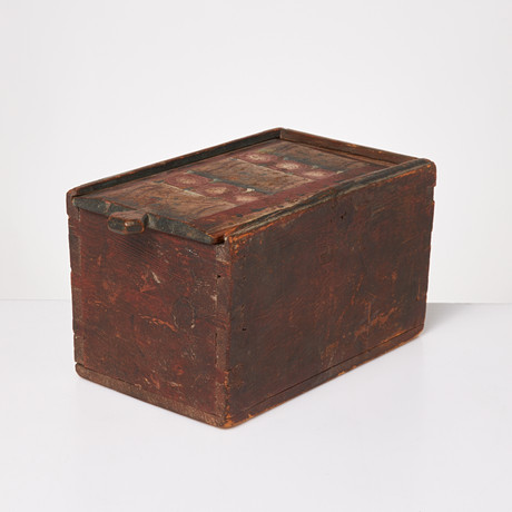 ASK, med skjutlock, allmoge, 1800-tal, lock bemålat.