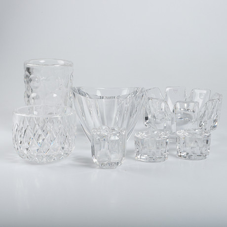 SKÅLAR M. M., 7 stycken, glas, Orrefors, bl. a. Sven Palmqvist, delvis signerade. på auktion hos Helsingborgs Auktionskammare