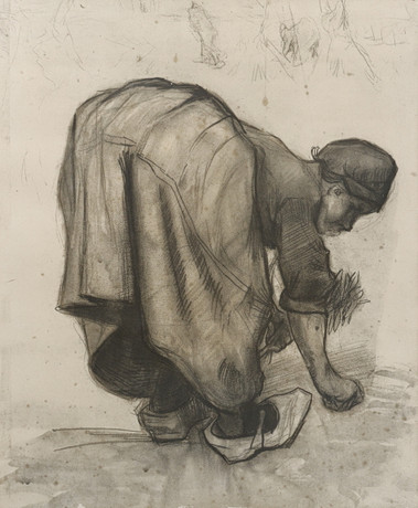 VINCENT VAN GOGH. EFTER. "Woman Gleaning", 1885, reproduktionstryck.