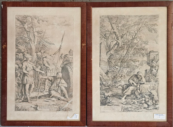 SALVATOR ROSA. EFTER. Gravyrer, 2 st, 1700/1800-tal. på auktion hos Auktionshuset Thörner & Ek