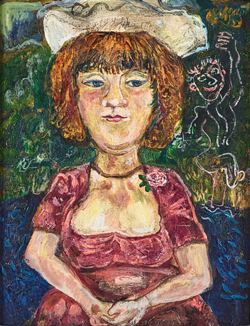 OLLE NORDBERG (1905-1986). "Fröken Rosa", olja på pannå. på auktion hos Stockholms Auktionsverk Magasin 5