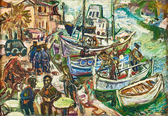OLLE NORDBERG (1905-1986). "Bonnifassio, Corsika", olja på pannå. på auktion hos Stockholms Auktionsverk Magasin 5