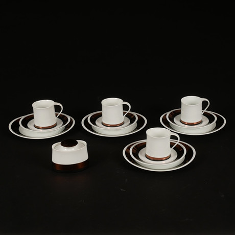 KAFFESERVIS, 9 delar, porslin, Bidosa, Spanien. på auktion hos Auktionsfirma Kenneth Svensson i Kalmar