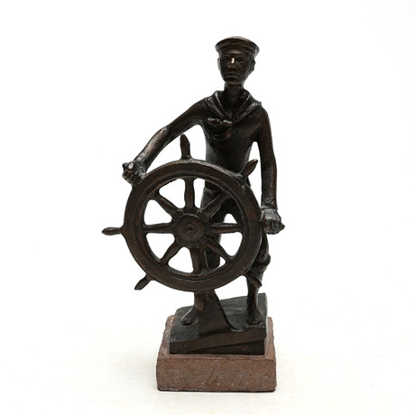 AXEL OLSSON. SKULPTUR, brons, matros, signerad.