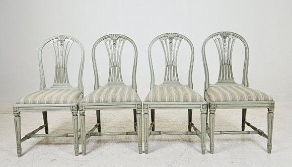 STOLAR, 4 st, "Axet", gustaviansk stil, 1900-tal. på auktion hos Auktionshuset Thörner & Ek