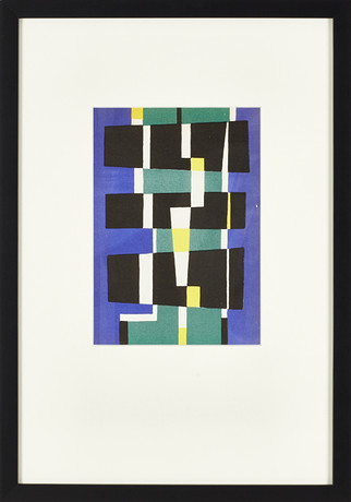 VALTÝR PÉTURSSON (Island, 1919–1988), efter, Komposition, 1956, färgtryck. på auktion hos Crafoord Auktioner Stockholm